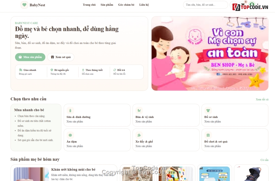 web mẹ và bé,shop mẹ và bé,web shop